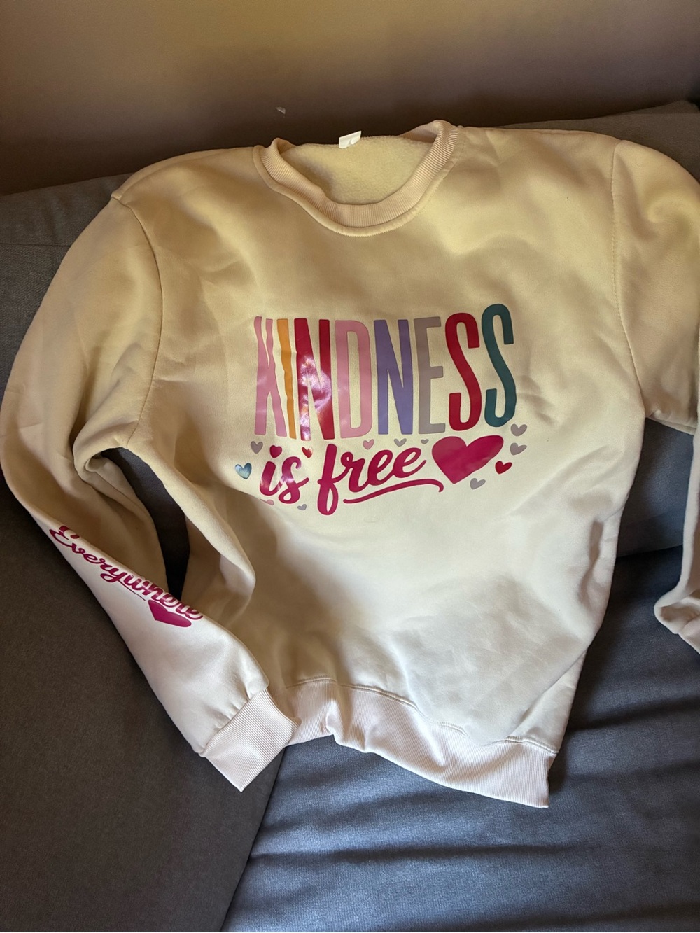 Cream 'Kindness is Free' Graphic Sweatshirt